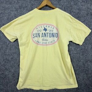 San Antonio Texas Comfort Colors T Shirt Mens Large Yellow Graphic Short Sleeve